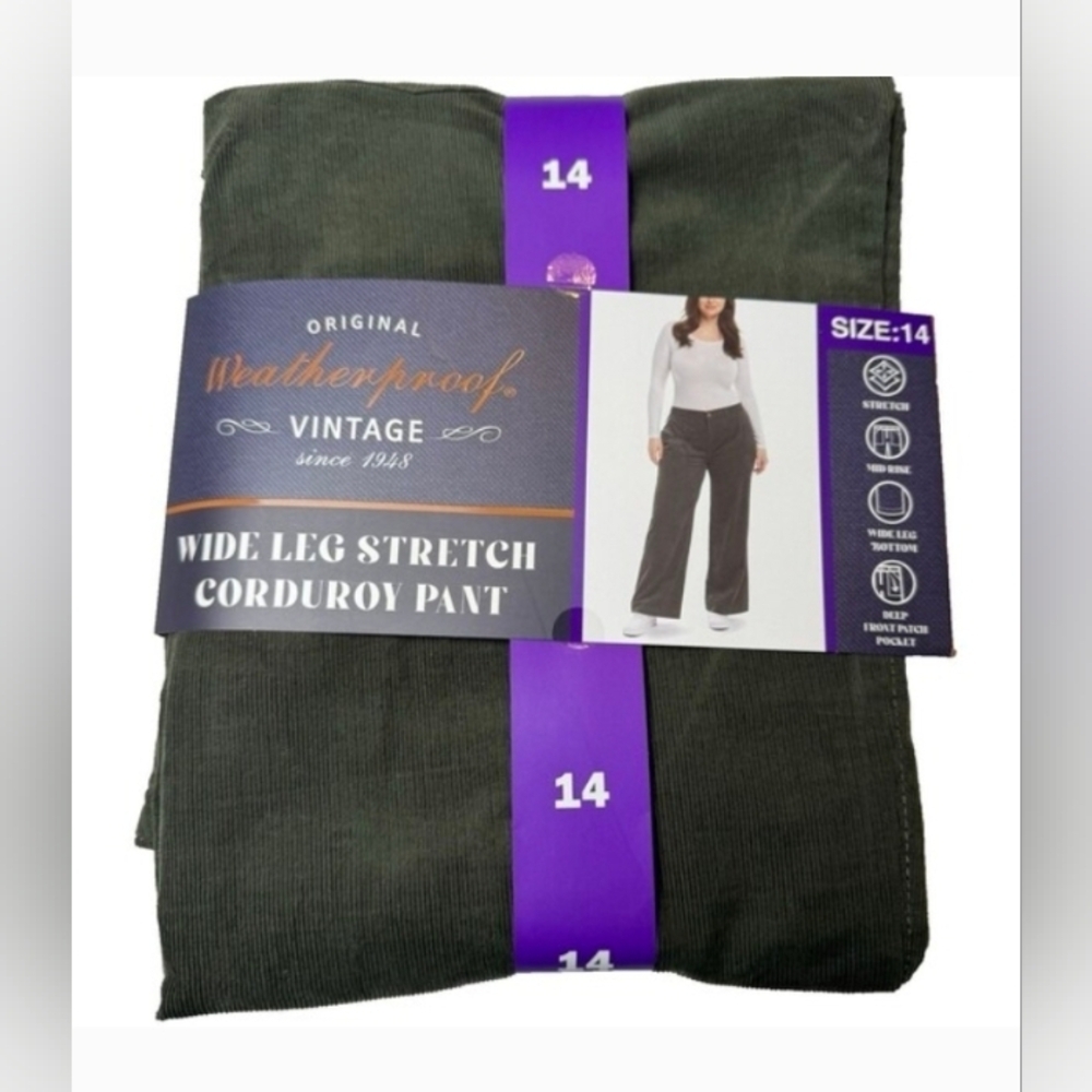 Weatherproof Vintage Women's Lightweight Stretch Corduroy Wide Leg Pants